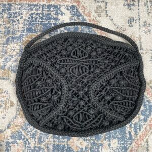 Anthropologie Made on Earth for David & Scotti black knotted macrame purse